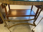 Modern Metal Demilune Table w/Glass Top