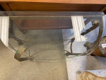 Modern Metal Demilune Table w/Glass Top