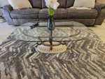 Stone, Metal & Glass Living Room Table Set