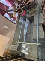 Glass table and 4 high back chairs