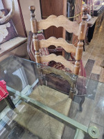 Glass table and 4 high back chairs