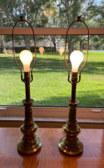 Pair of Brass Stiffle Table Lamps