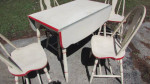 Table,  Antique table,   Drop leaf table with 4 chairs