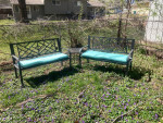Patio Benches, Cushions, Small Table