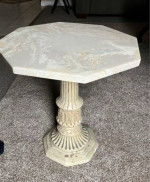 Marble Table With Octagon Stone Top And Carved Base