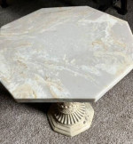 Marble Table With Octagon Stone Top And Carved Base