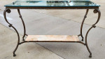 SHERRILL Patinated Console Table Metal Glass Marble 1970s
