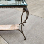 SHERRILL Patinated Console Table Metal Glass Marble 1970s