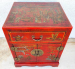 Chinese End Table Nightstand Cabinet Vinyl Wrapped