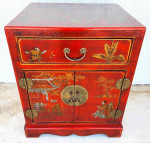 Chinese End Table Nightstand Cabinet Vinyl Wrapped