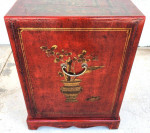 Chinese End Table Nightstand Cabinet Vinyl Wrapped