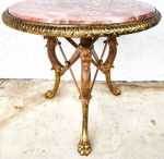 Gueridon Table Patinated and Gilt-Bronze with Marble Top