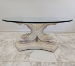 Neoclassical Dolphin Sculpture Round Coffee Table 40”