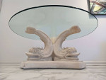 Neoclassical Dolphin Sculpture Round Coffee Table 40”