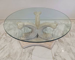 Neoclassical Dolphin Sculpture Round Coffee Table 40”