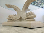 Neoclassical Dolphin Sculpture Round Coffee Table 40”