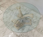Neoclassical Dolphin Sculpture Round Coffee Table 40”