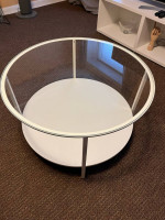 Ikea tv stand, coffee table, and shelf