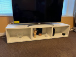 Ikea tv stand, coffee table, and shelf