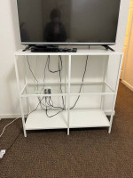 Ikea tv stand, coffee table, and shelf