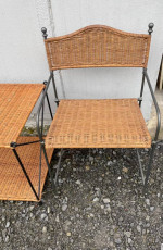 Metal and wicker folding chair with table! Sturdy!