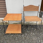 Metal and wicker folding chair with table! Sturdy!