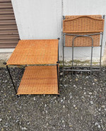 Metal and wicker folding chair with table! Sturdy!