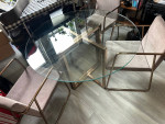 LEGEND 42” CB2 CLEAR TEMPERED GLASS DINING TABLE + 3 CB2 CHAIRS
