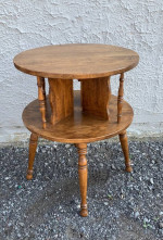 Solid wood round accent / end table / plant stand