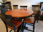 High Top Pedestal Dining Table with Six chairs