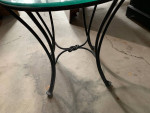 20” round heavy wrought iron table w/ thick glass top! indoor outdoor