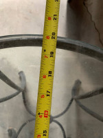 20” round heavy wrought iron table w/ thick glass top! indoor outdoor