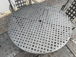PRE-OWNED patio table w/ 4 chairs! metal! black!