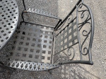 PRE-OWNED patio table w/ 4 chairs! metal! black!