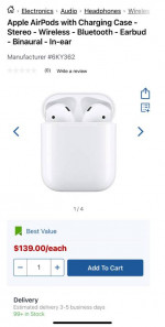 Unopened Apple airpods with charging case