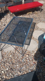 coffee table glass n metal 53 x 28 n 17 inch tall. c my other items