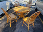 36 inches round solid wood dining kitchen table with 4 chairs