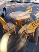 36 inches round solid wood dining kitchen table with 4 chairs