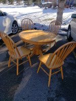 36 inches round solid wood dining kitchen table with 4 chairs