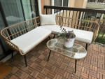 Modern Outside sectional and glass table