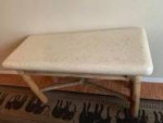 Coral and bamboo console table