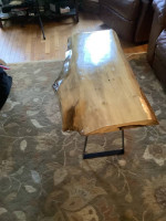 Poplar live edge coffee table - metal legs