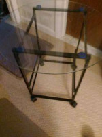 Glass wheelie tea table
