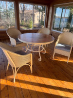 Very Nice Patio Table and 4 Rattan Chairs
