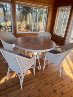 Very Nice Patio Table and 4 Rattan Chairs