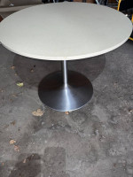 36” diameter table with stone top/brushed metal tulip base