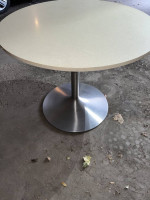 36” diameter table with stone top/brushed metal tulip base