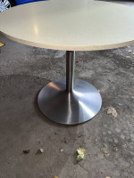 36” diameter table with stone top/brushed metal tulip base