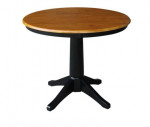 Solid Wood Round Pedestal Dining Table and Chairs