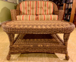 $600 OFF - Quality Outdoor Wicker Loveseat / Coffee Table Set